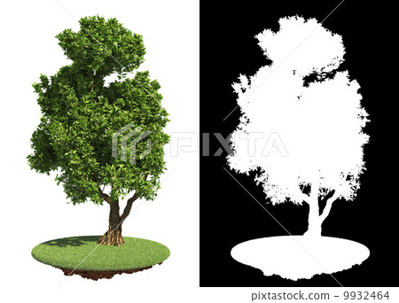 Green Tree with Detail Raster Mask. 9932464