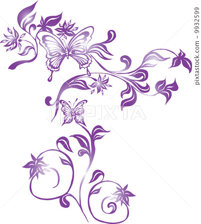 Vector Background with Butterflies and Ornament Vector Background with Butterflies and Ornament 9932599