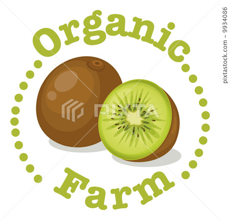 An organic farm label with a kiwi An organic farm label with a kiwi 9934086