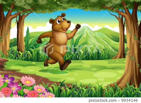A bear running at the forest 9934146