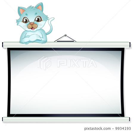 A cat leaning over an empty template 9934193