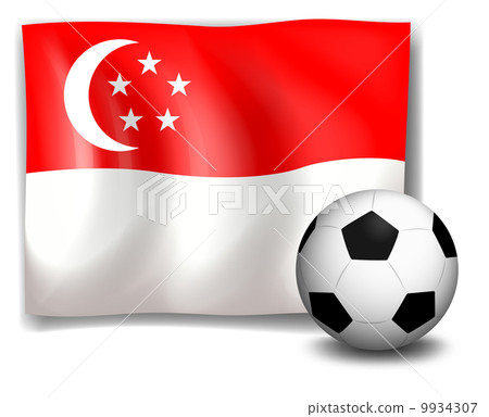 A soccer ball in front of the flag of Singapore A soccer ball in front of the flag of Singapore 9934307
