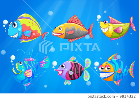 A group of colorful smiling fishes 9934322