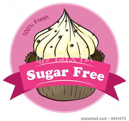 A sugar free label with a cupcake A sugar free label with a cupcake 9934373