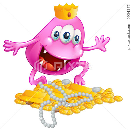 A beanie monster amazed by the treasures 9934375