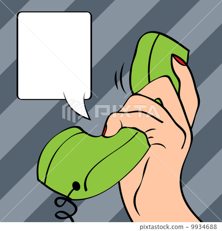 Hand holding a phone, pop art illustration 9934688