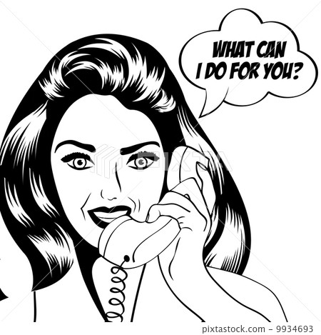 woman chatting on the phone, pop art illustration 9934693