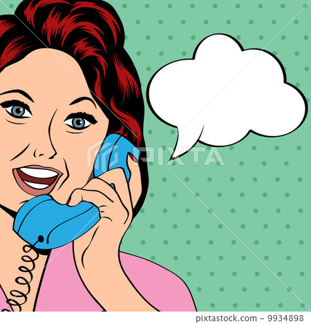 Pop Art lady chatting on the phone Pop Art lady chatting on the phone 9934898