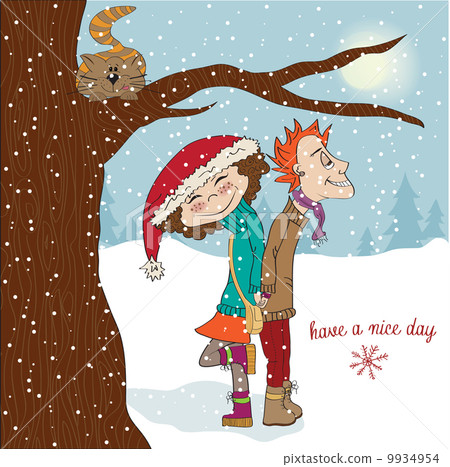 funny couple in the winter 9934954