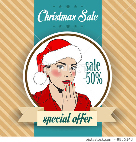 Christmas sale design with sexy Santa girl 9935143