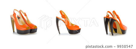 Composite photo of woman shoes isolated on white Composite photo of woman shoes isolated on white 9938547