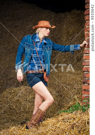 attractive cowboy girl in village 9939842