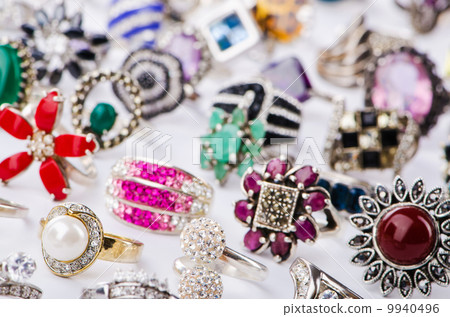 Collection of jewellery rings on white Collection of jewellery rings on white 9940496