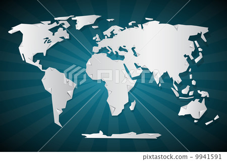 Vector Paper World Map Illustration - Stock Illustration [9941591] - PIXTA
