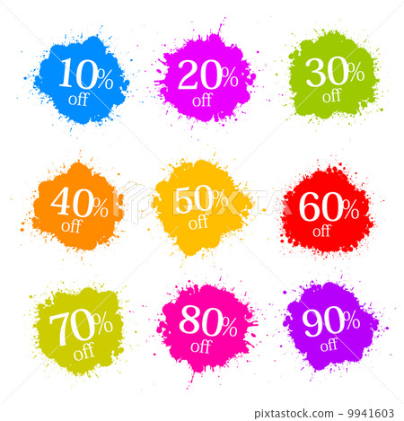 Colorful Discount Labels, Stains, Splashes 9941603