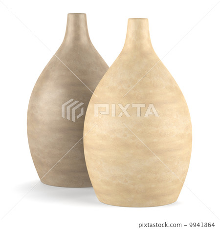 two brown ceramic vases isolated on white background two brown ceramic vases isolated on white background 9941864