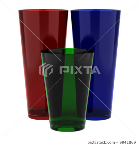 three color glass vases isolated on white background three color glass vases isolated on white background 9941869