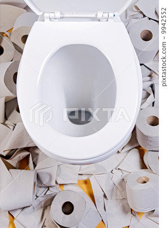 open toilet bowl with toilet-paper open toilet bowl with toilet-paper 9942552