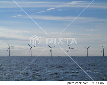 wind turbines power generator farm in sea 9943307