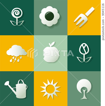 Set of gardening flat icons - Stock Illustration [9945116] - PIXTA