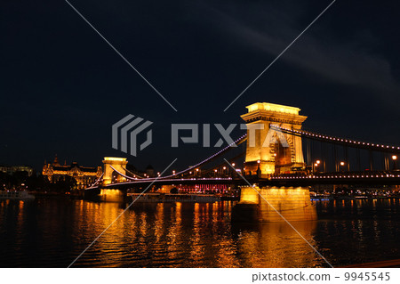 Hungary, a chain bridge at night Hungary, a chain bridge at night 9945545