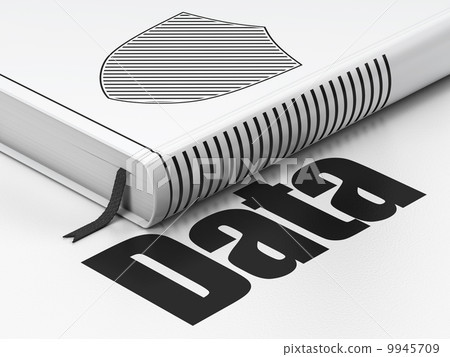 Data concept: book Shield, Data on white background Data concept: book Shield, Data on white background 9945709