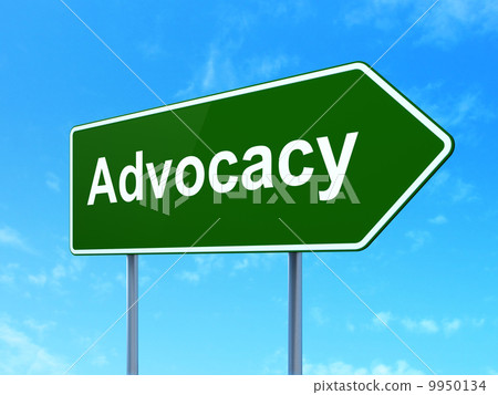 Law concept: Advocacy on road sign background 9950134