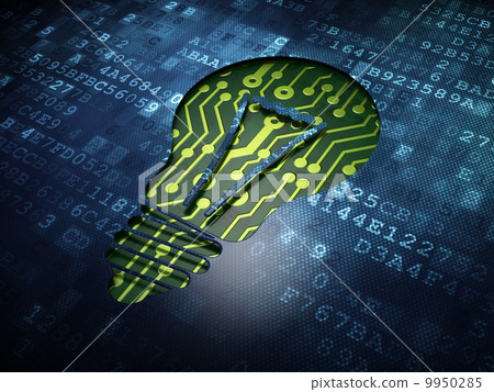 Finance concept: Light Bulb on digital screen... - Stock Illustration ...