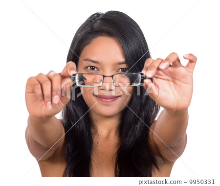 cheerful girl holding glasses 9950331
