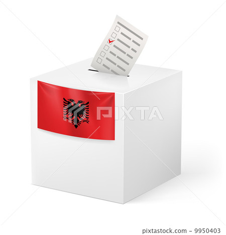 Ballot box with voting paper. Albania 9950403