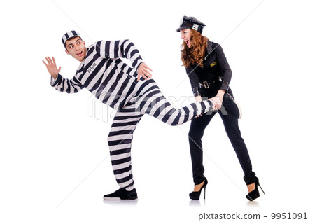 Police and prison inmate on white Police and prison inmate on white 9951091