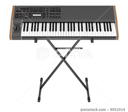 black synthesizer on stand isolated on white background black synthesizer on stand isolated on white background 9952014