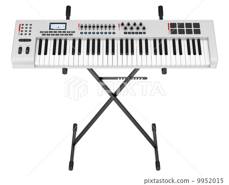 gray synthesizer on stand isolated on white background gray synthesizer on stand isolated on white background 9952015