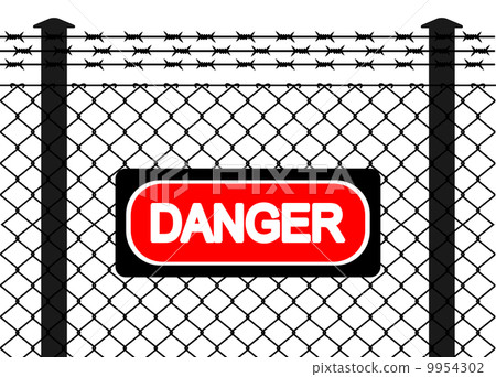 Wire fence with barbed wires Wire fence with barbed wires 9954302