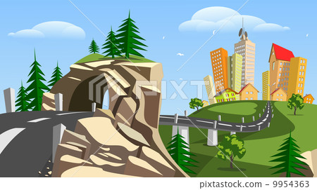 Vector city and tunnel - summer Vector city and tunnel - summer 9954363