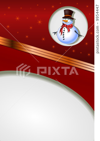 Decorative red Christmas card with snowman 9954447