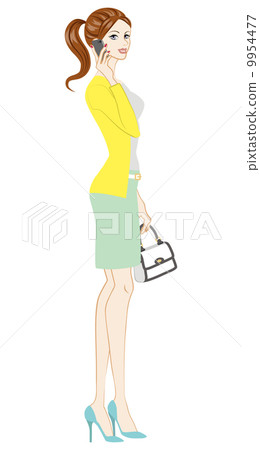 Female / whole body / ponytail / smartphone Female / whole body / ponytail / smartphone 9954477