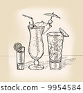 Hand drawing retro cocktail party card. Vector illustration 9954584