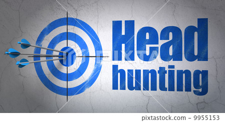 Business concept: target and Head Hunting on wall background 9955153