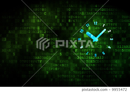 Time concept: Clock on digital background 9955472