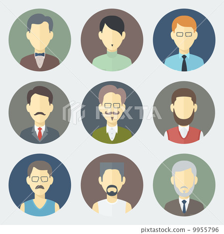 Male Faces Icons Set 9955796