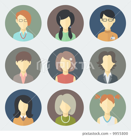 Female Faces Icons Set 9955800