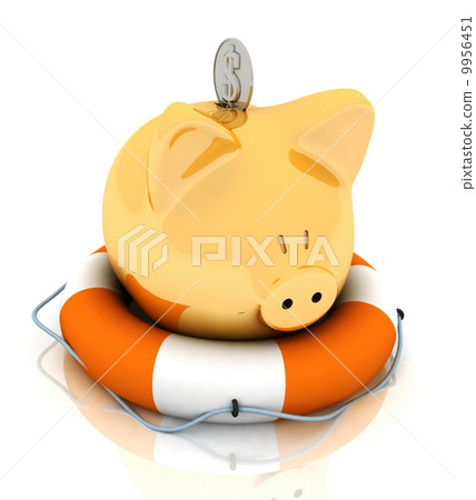 pig piggy bank is in lifebuoy 9956451