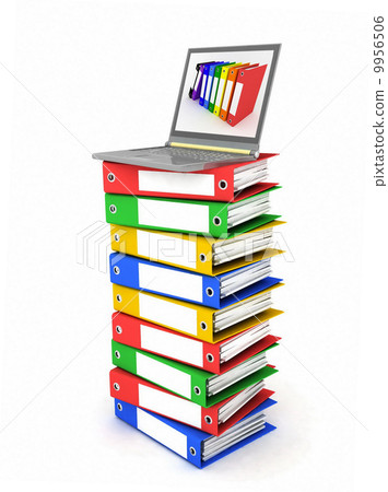 Colorful folders to a modern laptop 9956506