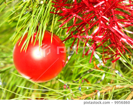 Red Christmas ball. 9956860