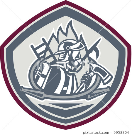 Fireman Axe Hose Hook Pike Pole Shield 9958804