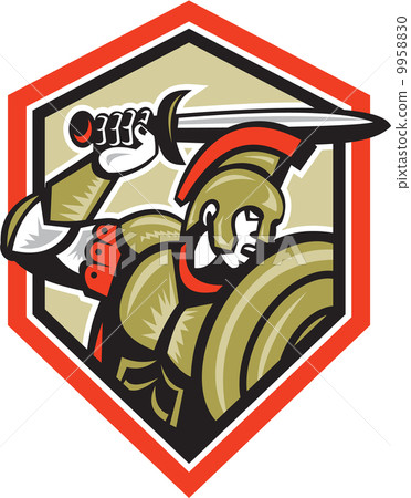 Centurion Roman Soldier Attacking Shield 9958830