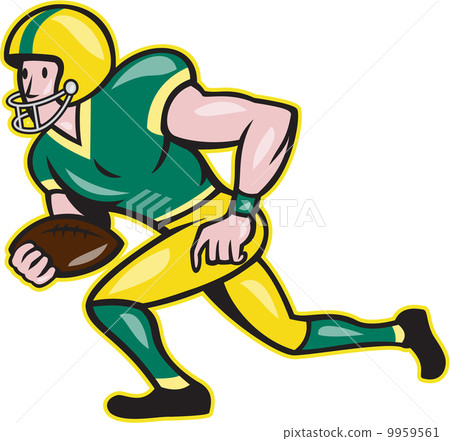 American Football Wide Receiver Running Ball American Football Wide Receiver Running Ball 9959561