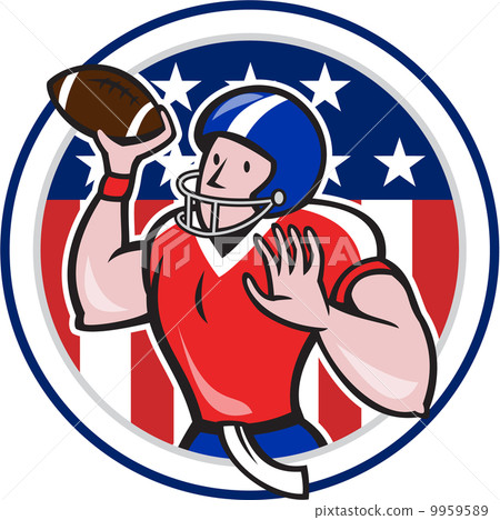 Football Quarterback Throwing Circle Cartoon 9959589
