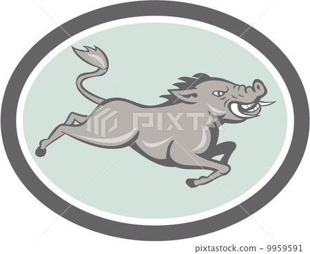 Wild Boar Razorback Jumping Side Cartoon 9959591